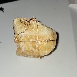 Handcrafted Wire Wrapped Yellow Stone Pendant
